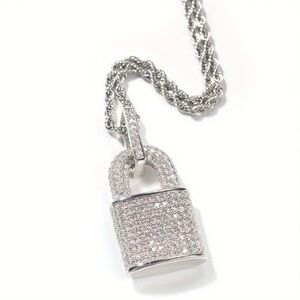 ⚜️  Silver Padlock Necklace with Cubic Zirconia 💎
